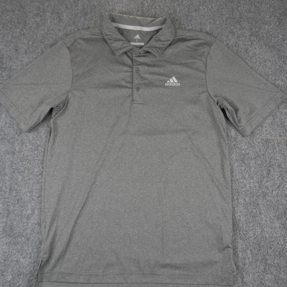 Adidas Golf Polo‎ Shirt Mens Small Gray Heather Performance Short Sleeve Logo